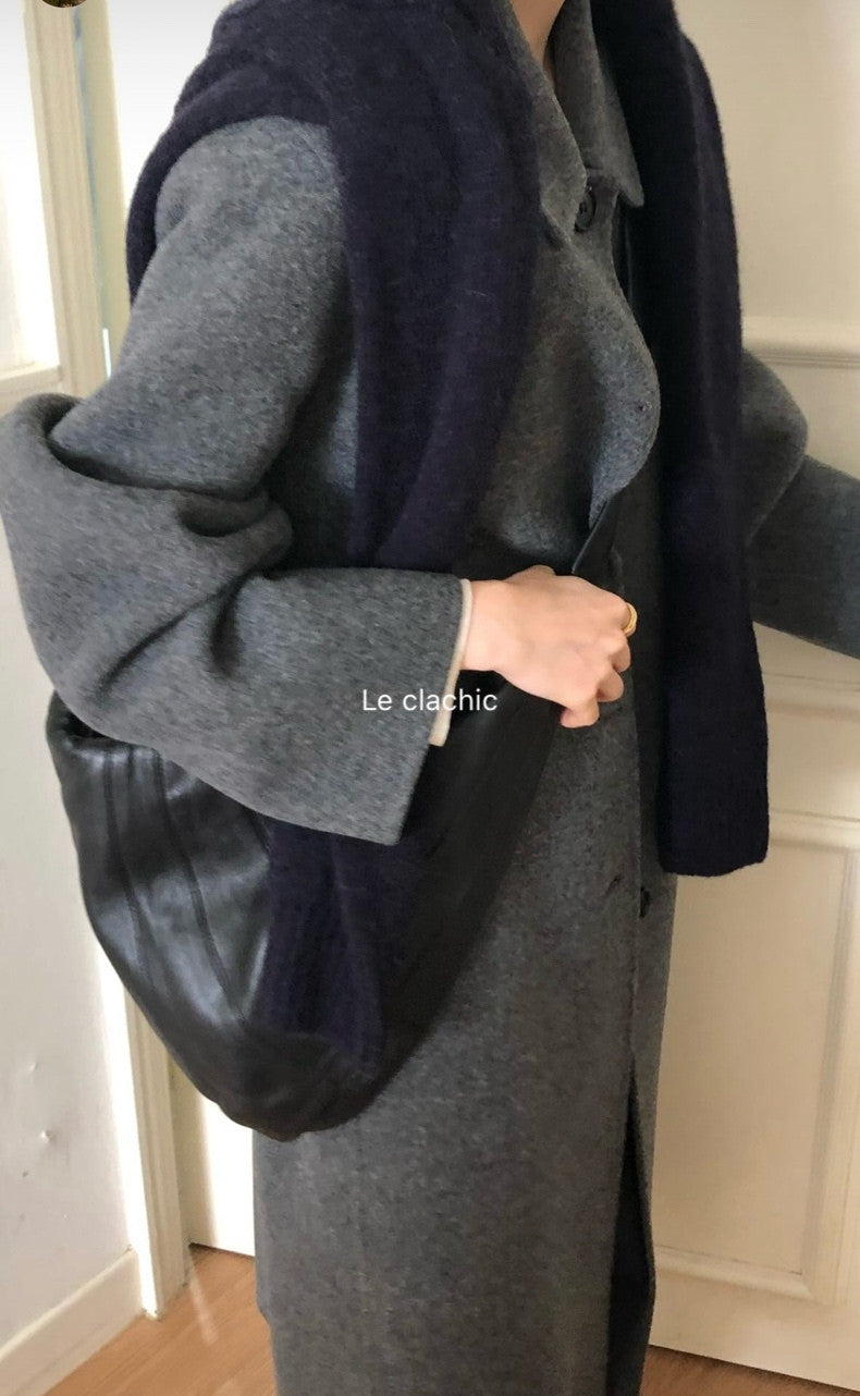 wool long handmade coat-2col