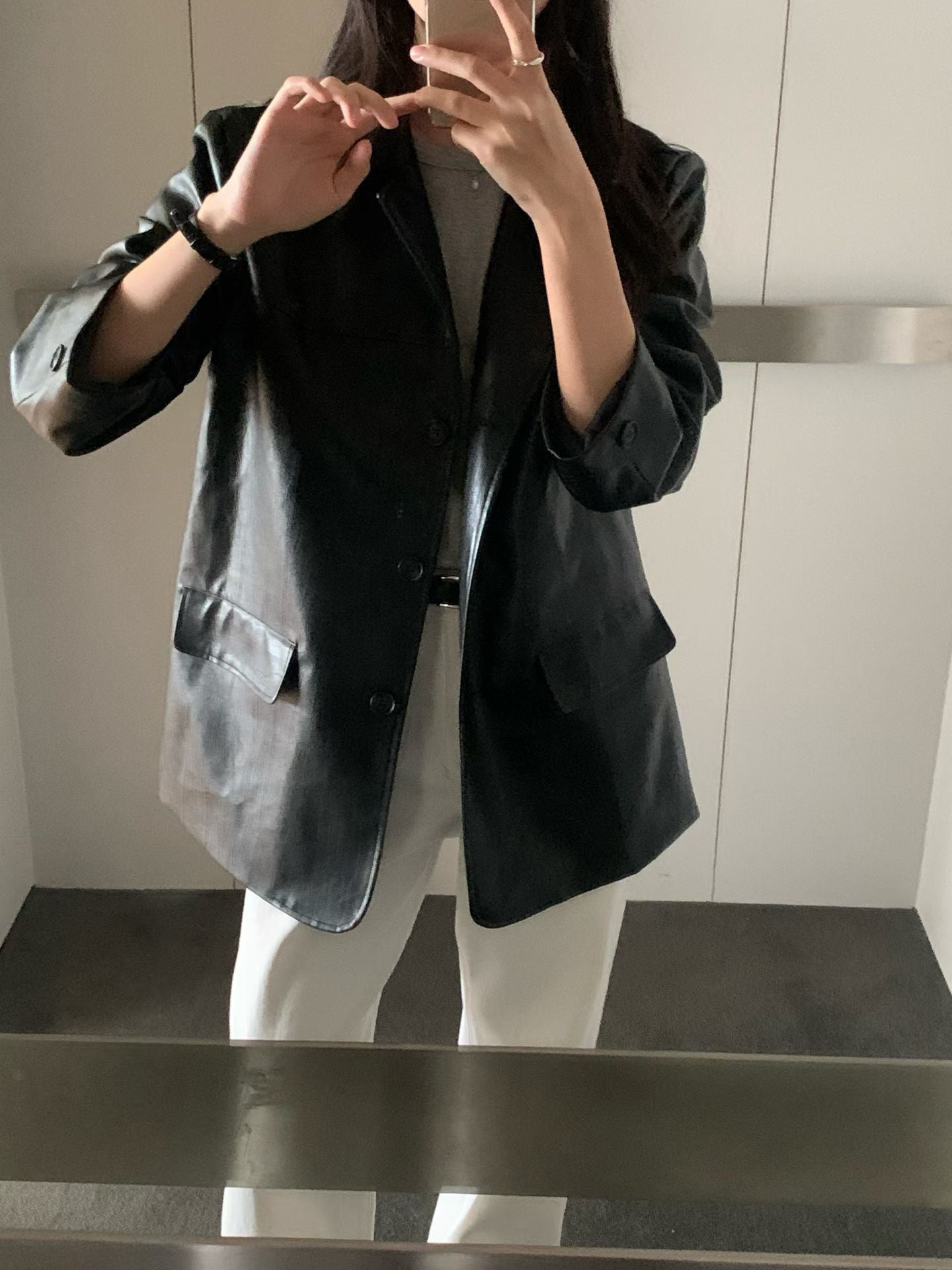 mute suede leather jacket-2col