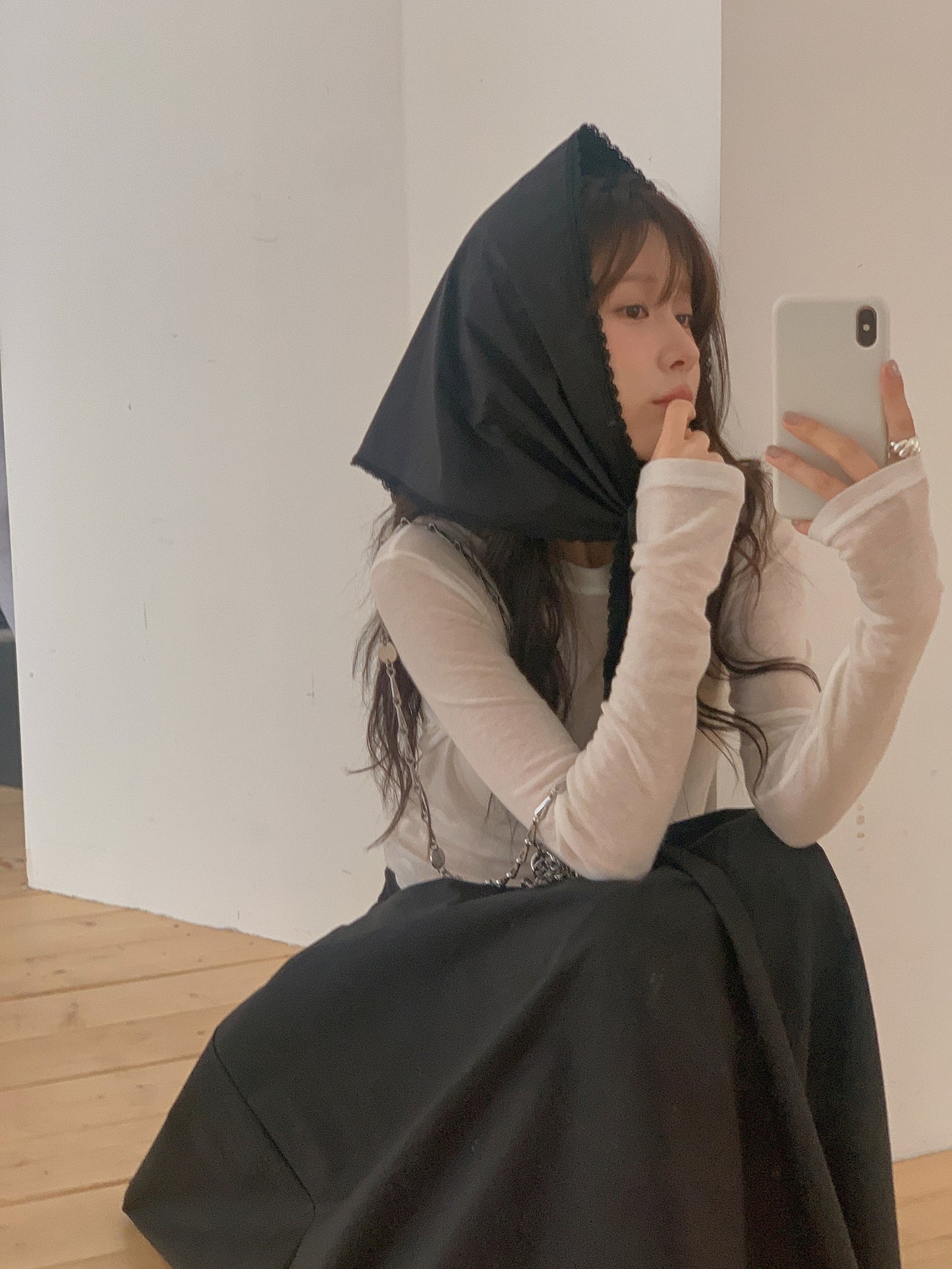 angle scarf&skirt set-2col