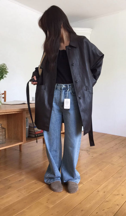 Leather half coat-2col