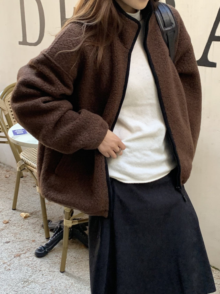 Cris fine wool dumble zip up jumper-3col