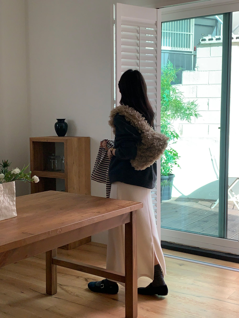 wool maxi skirt-3col