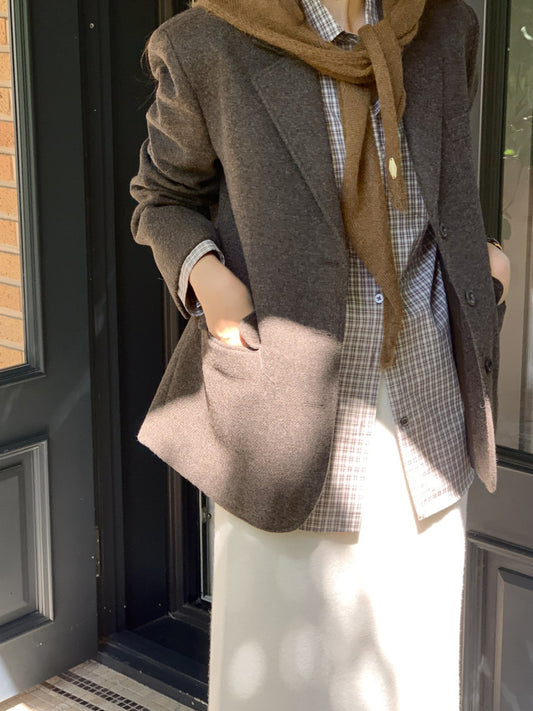 Chestnut wool blazer jacket-2col