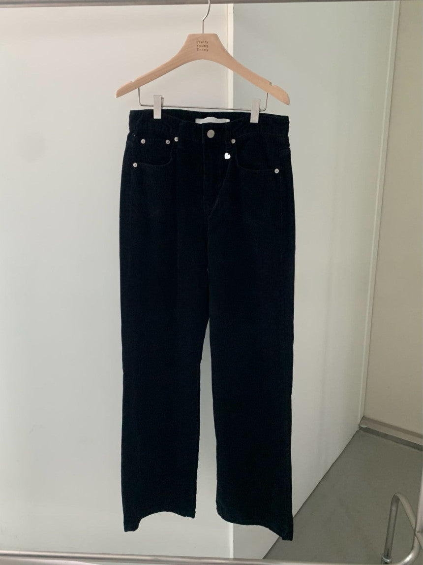 black corduroy pants/ショート丈あり