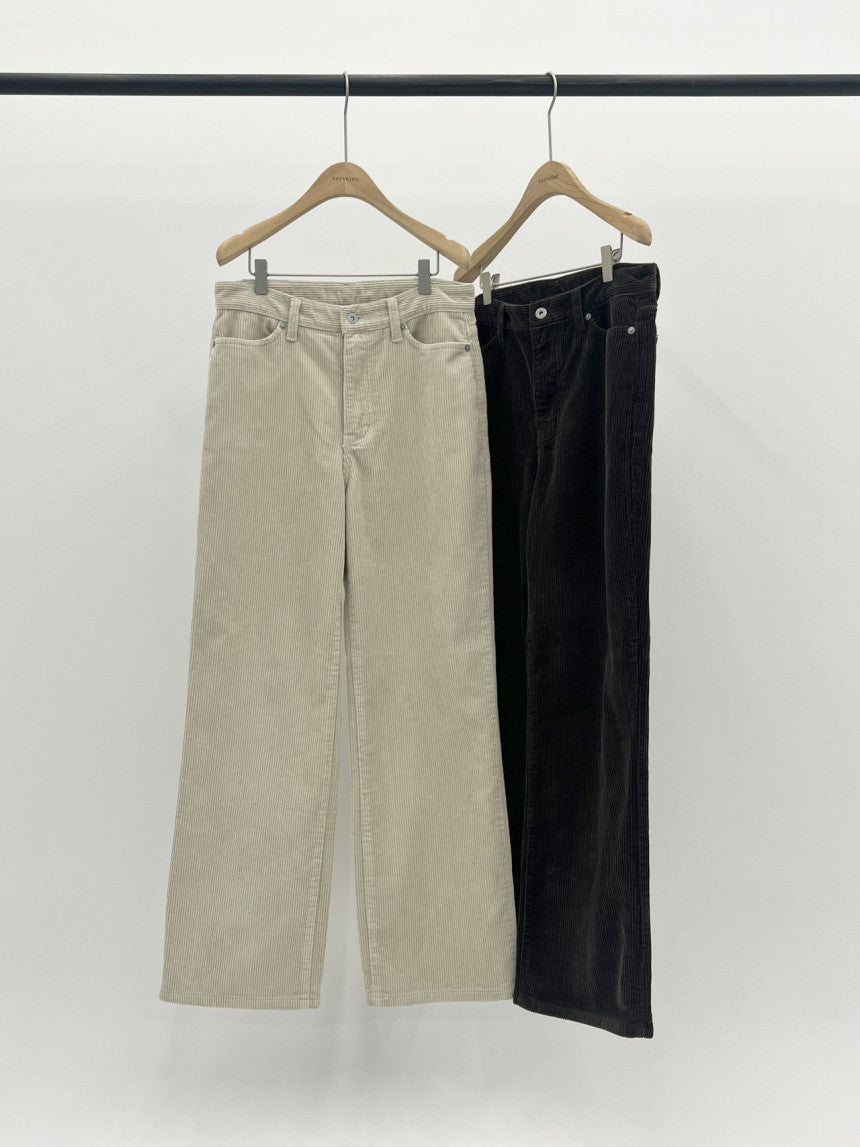Rie corduroy straight pants-2col