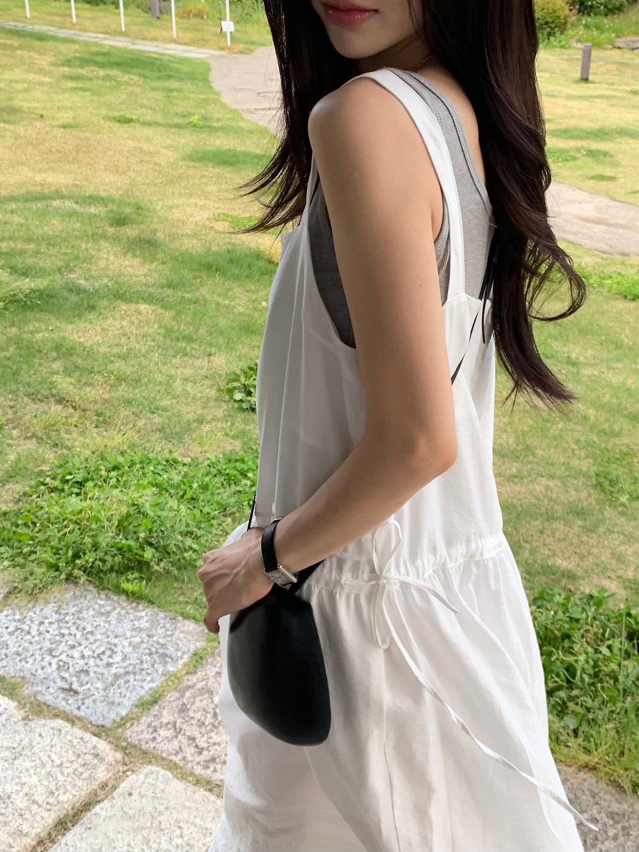 Flow pintuck lace long onepiece