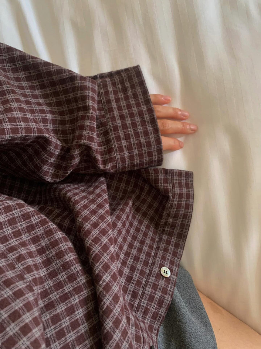 liter mocha check shirt-2col