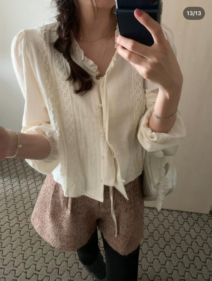 Return tweed shorts-2col