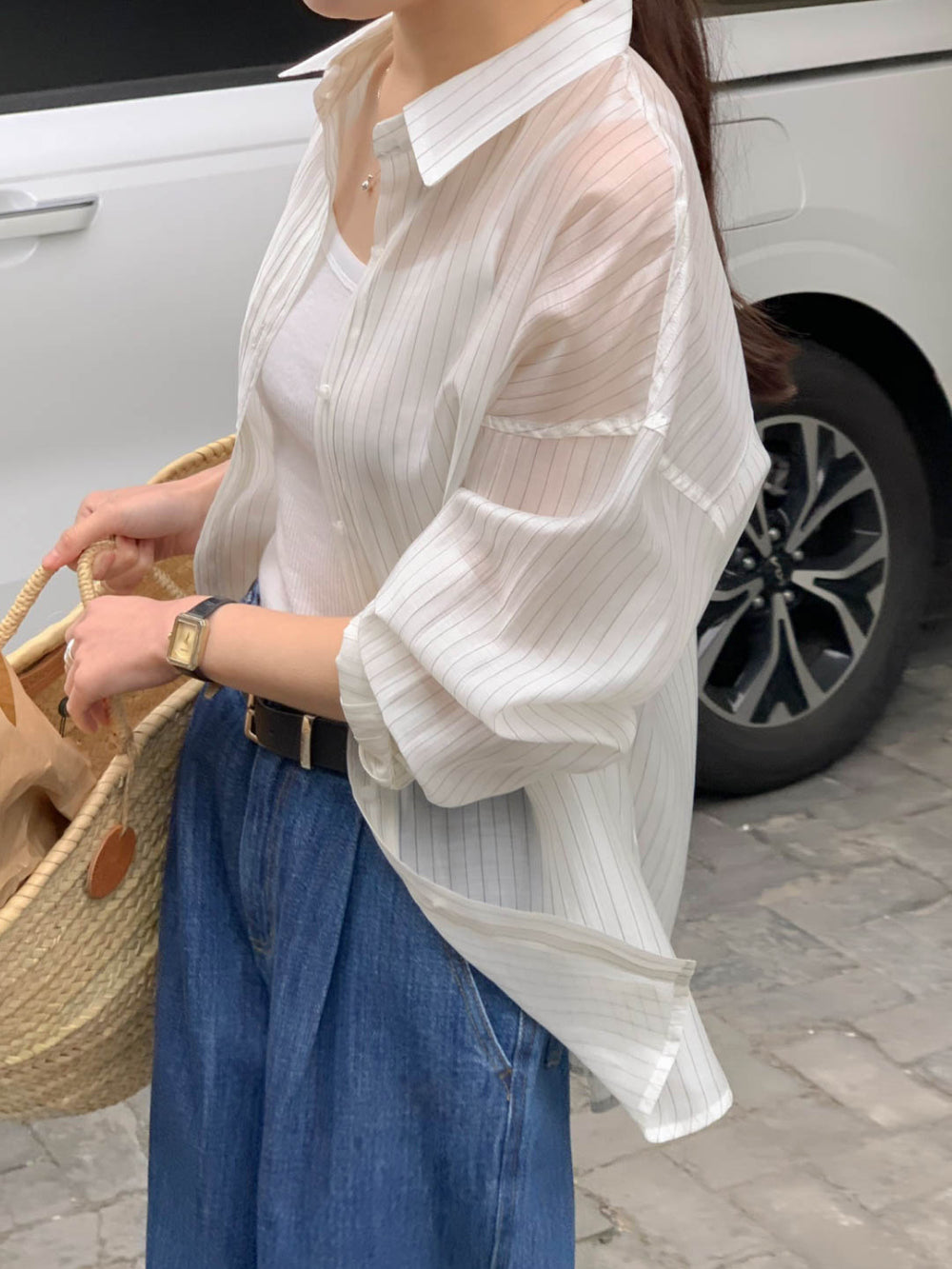 Tencel stripe shirt-3col
