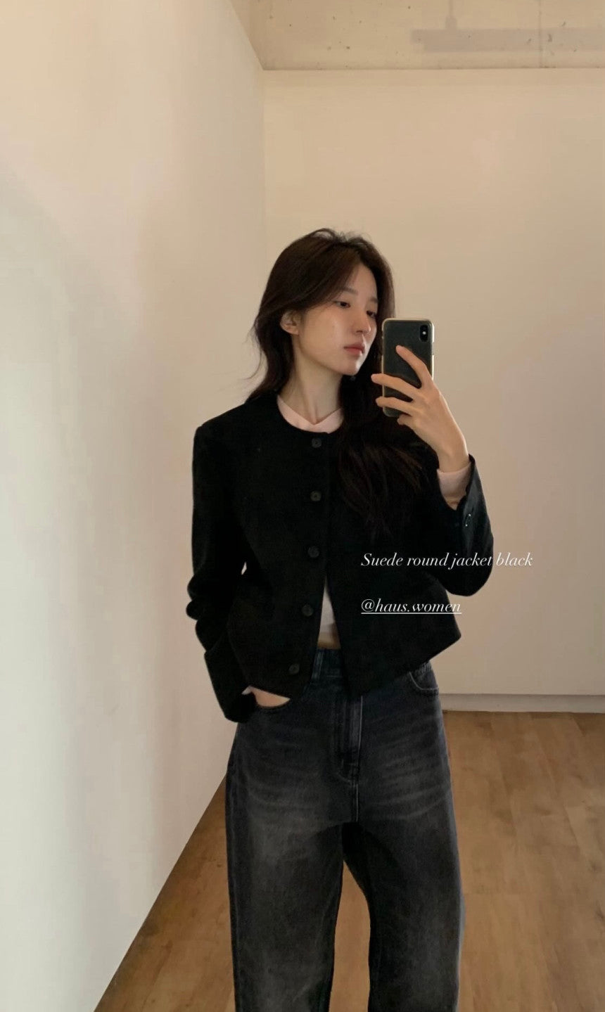 haus suede round jacket-2col