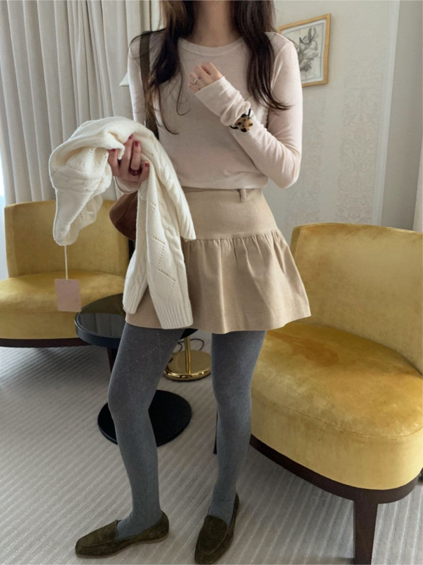 Corduroy frill skirt-2col