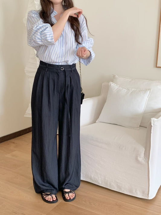 d-ring three pintuck wide pants-2col/ショート丈あり