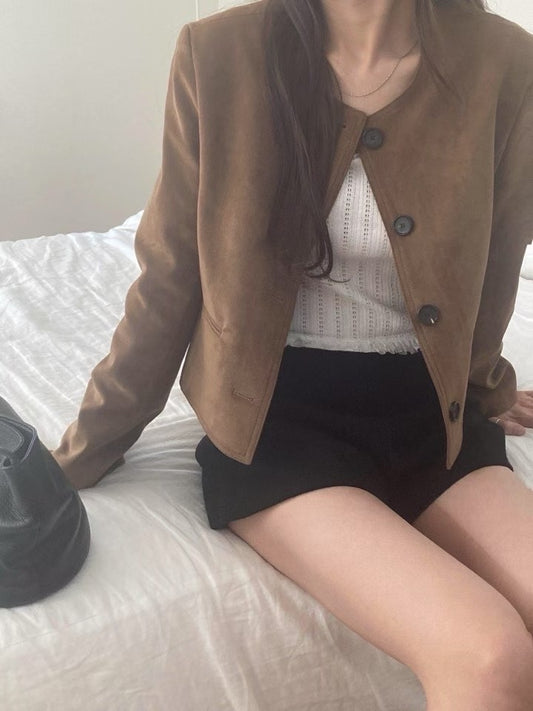 Suede round jacket