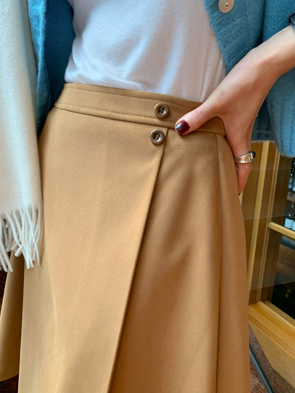 Sand suede skirt-2col