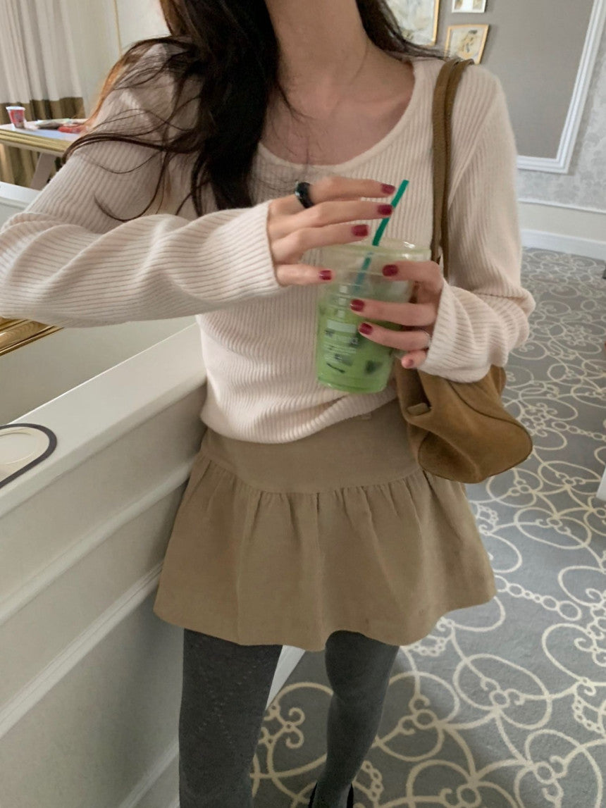 Tier U-neck knit-4col