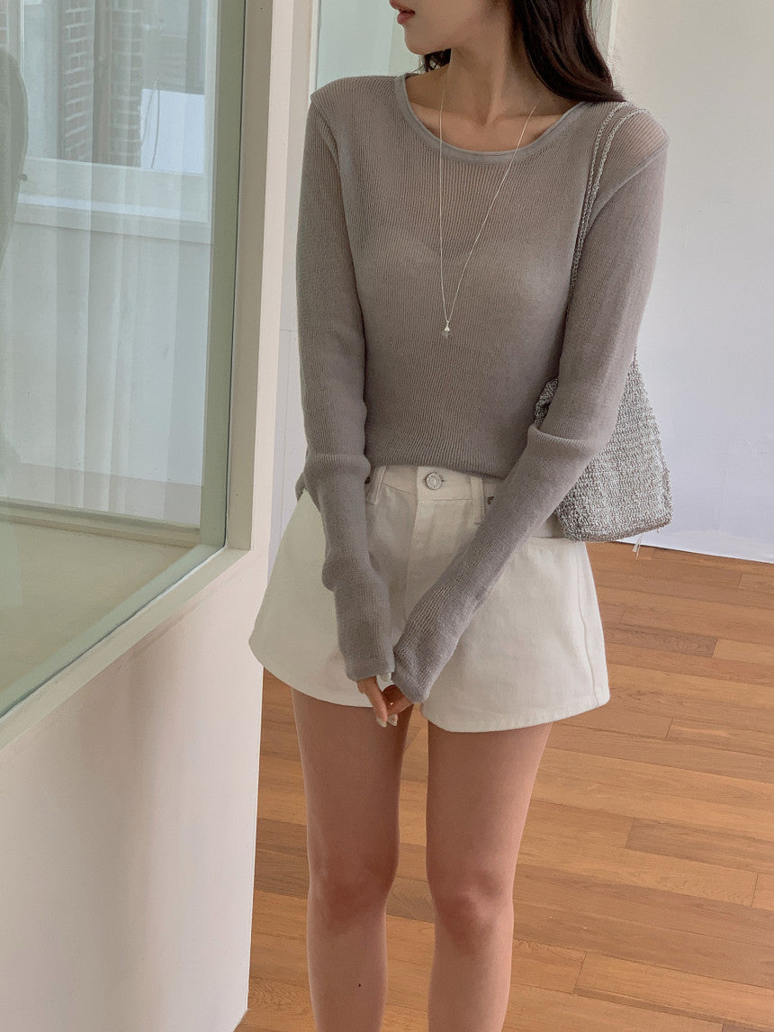 Nudy rib linen knit-4col