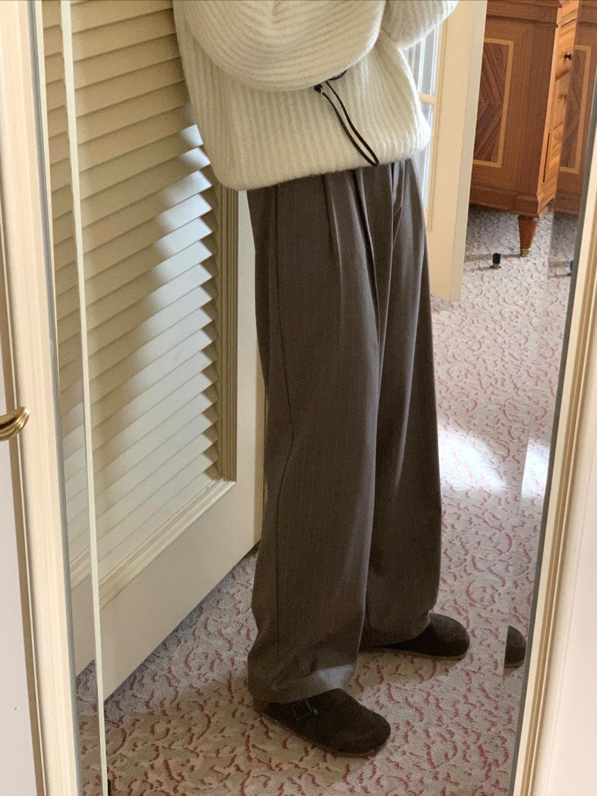 liter bound wool stripe slacks-2col