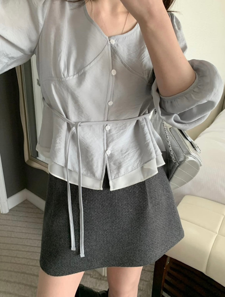 Rumi shirring blouse-3col