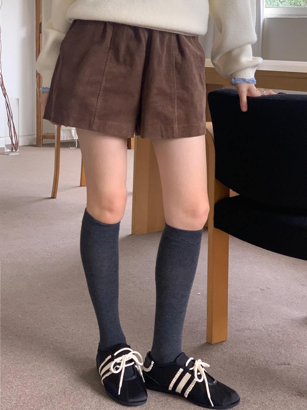 swan corduroy shorts-2col