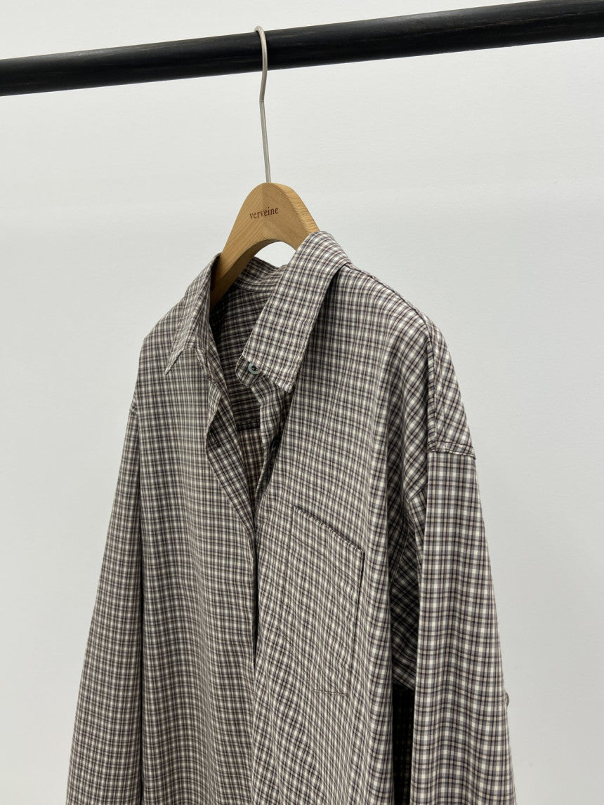 Velour pitch check shirt-2col