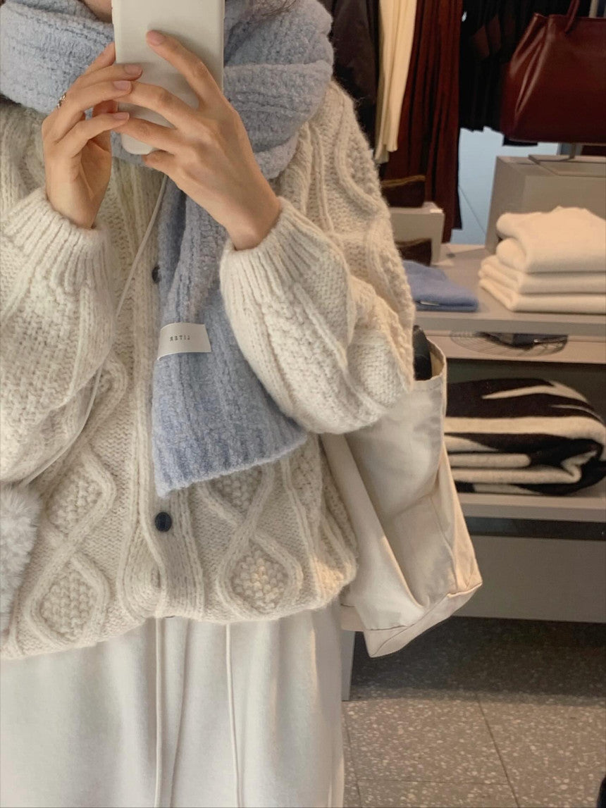 liter house wool cable cardigan-2col