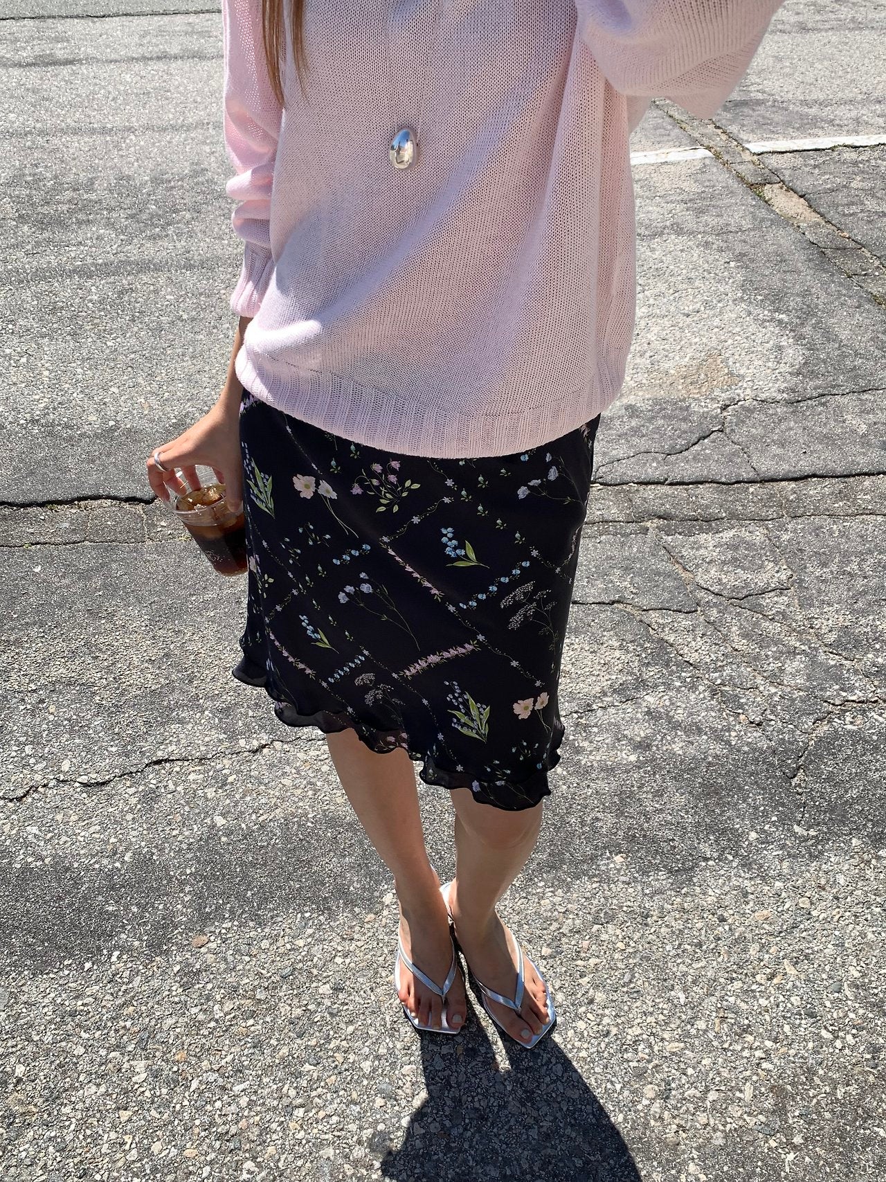 Err floral frill midi skirt-2col