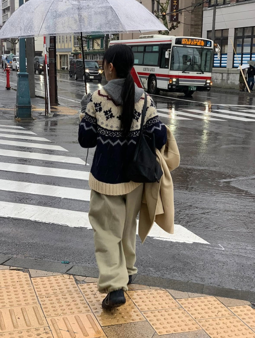 jacquard alpaca cardigan-2col