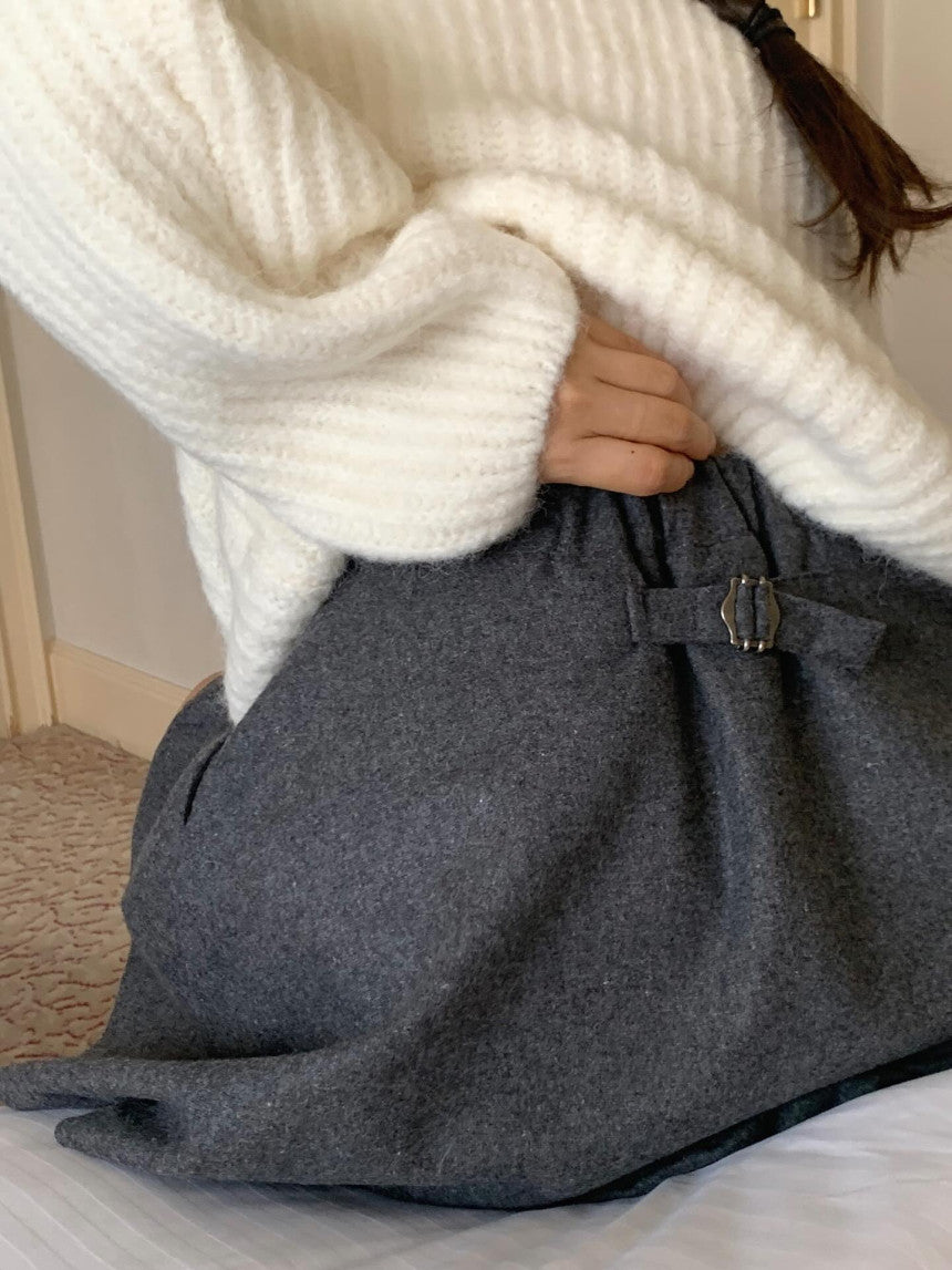 liter kelly wool boucle skirt-2col
