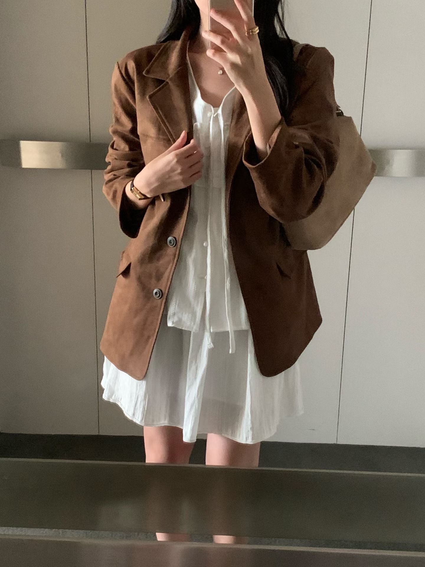 mute suede leather jacket-2col