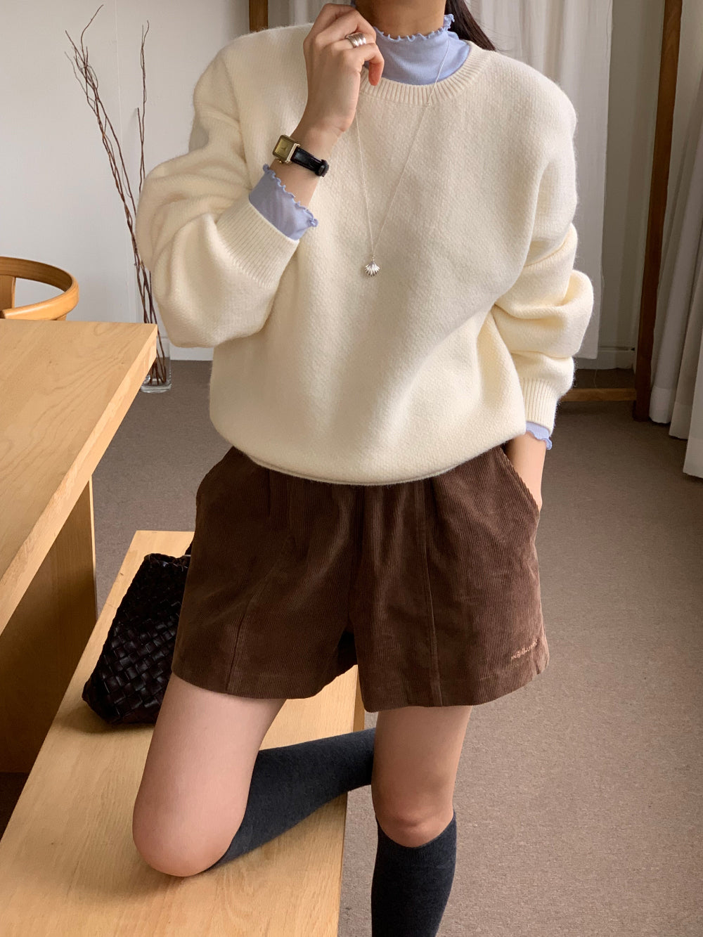 swan corduroy shorts-2col