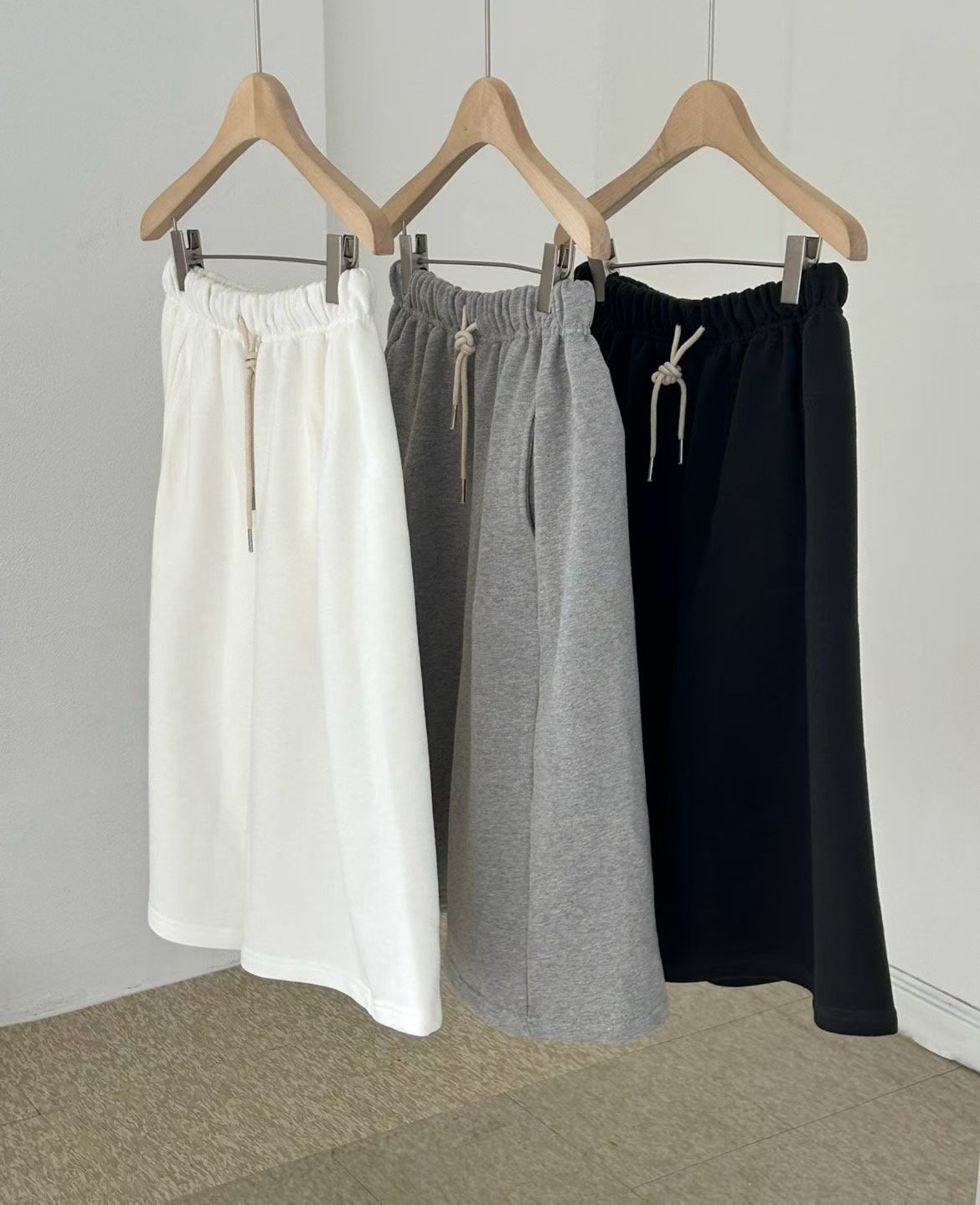 sweat half pants-3col