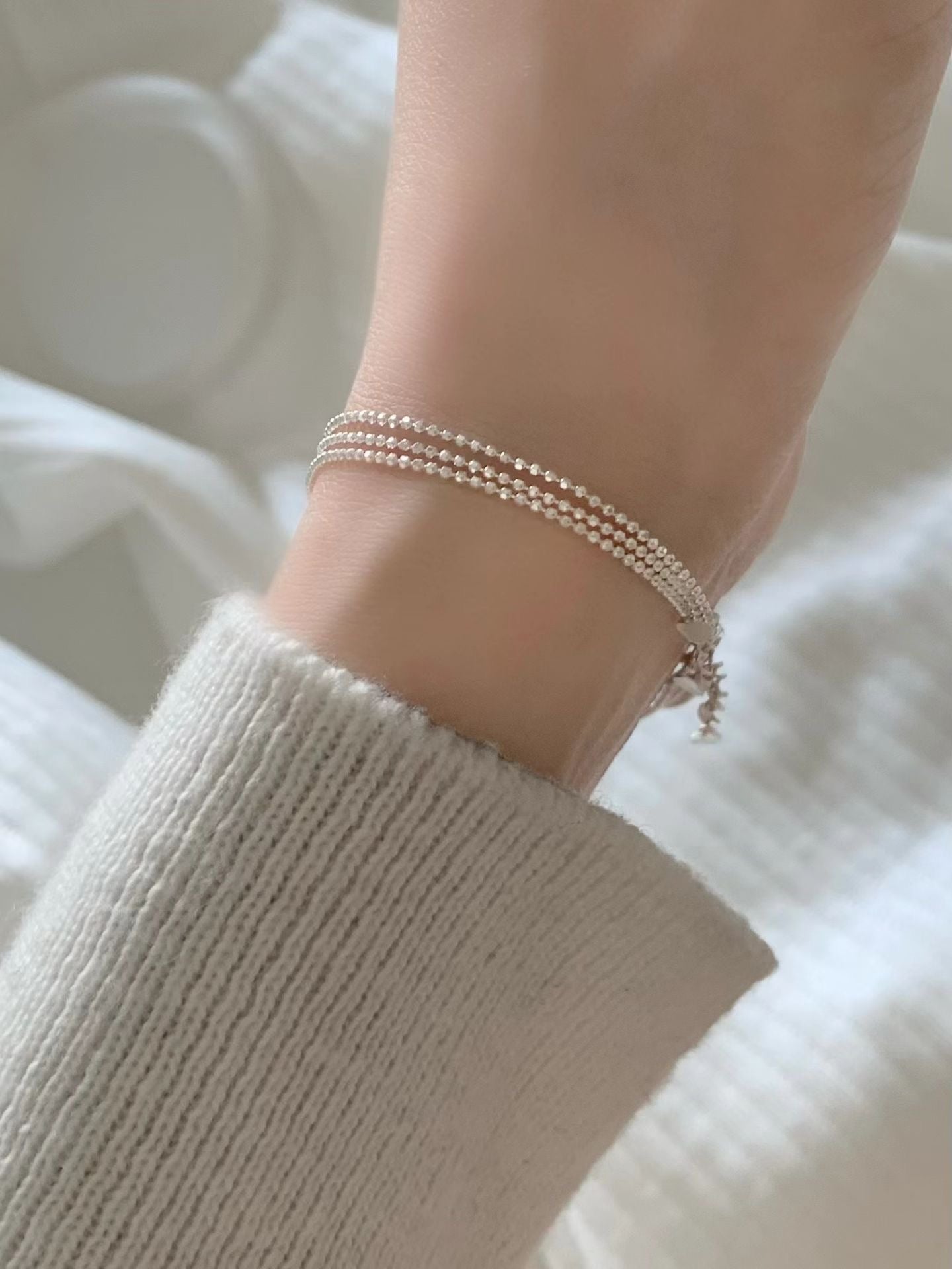 3 Silver Ball Layered Bracelet