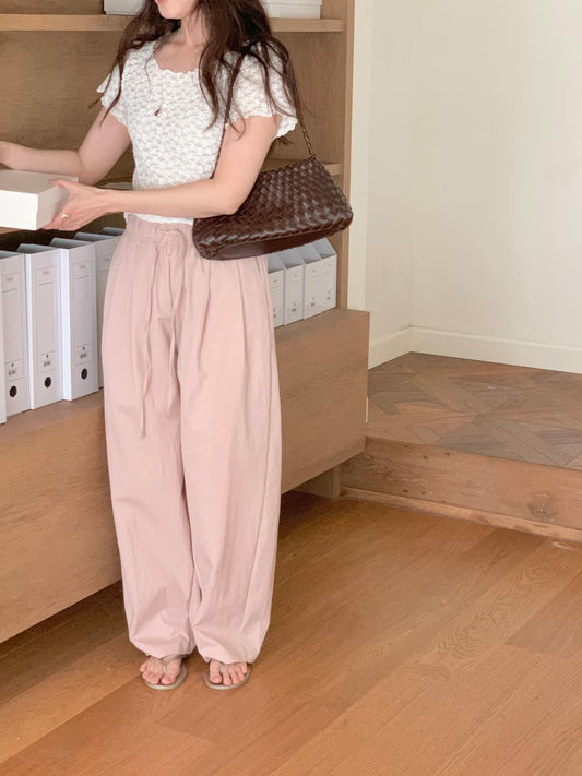 Curve banding pants-3col