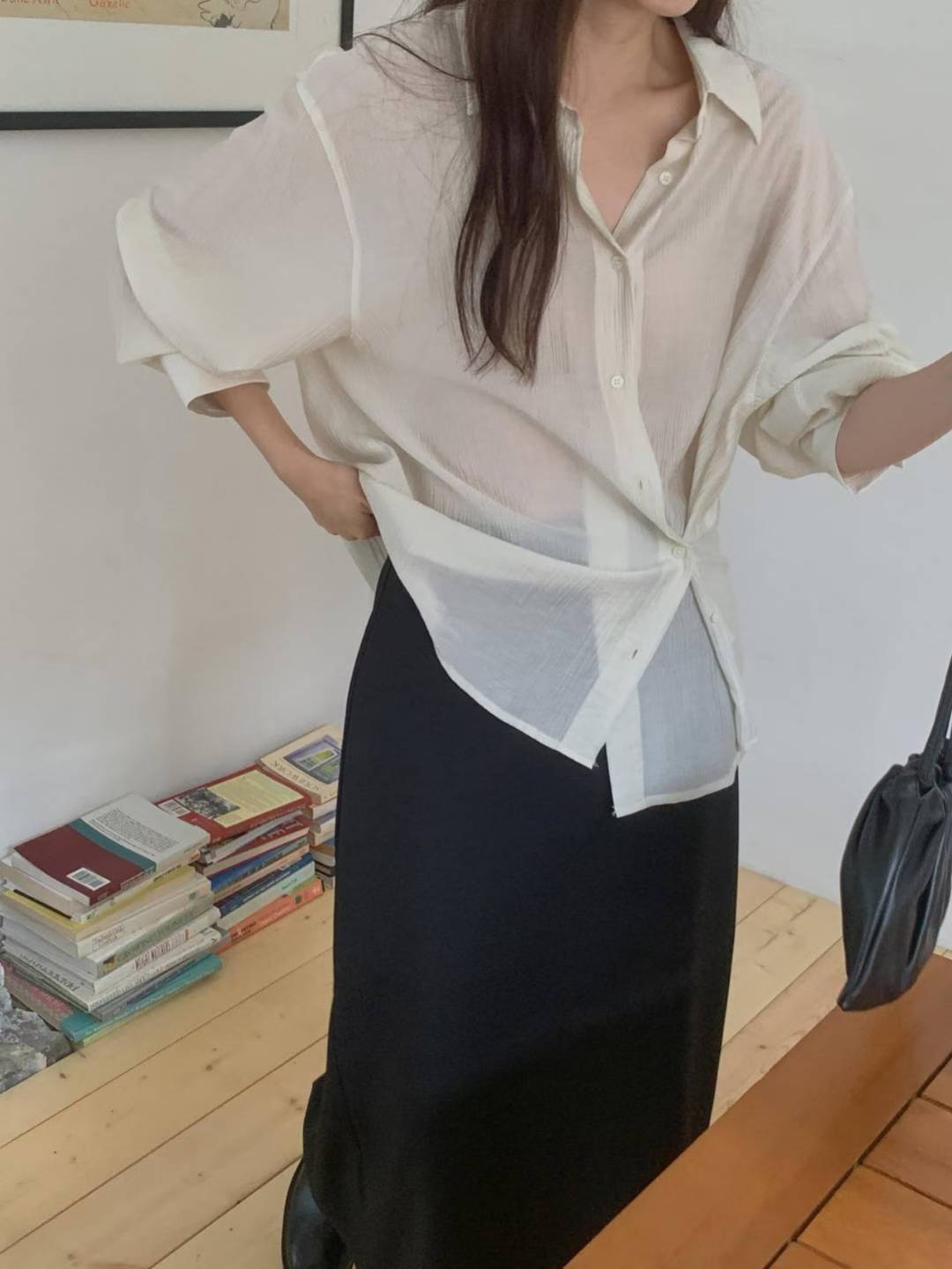 pleats 2way blouse-3col