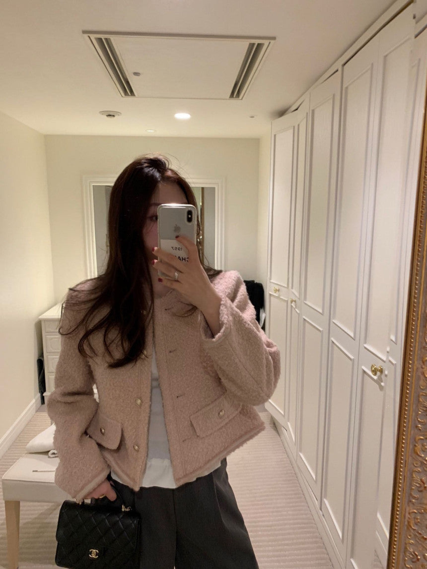 snug wool tweed jacket-2col