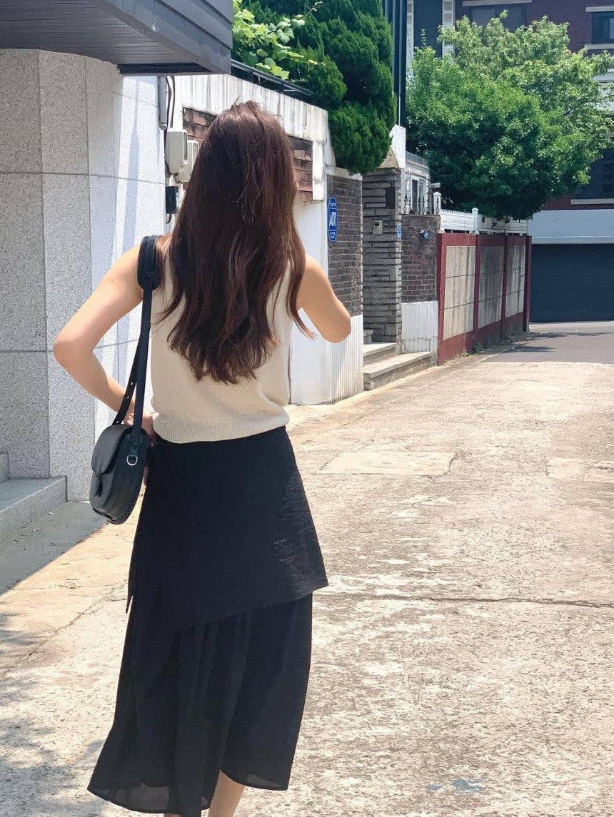 Butter rayered wrap skirt-3col
