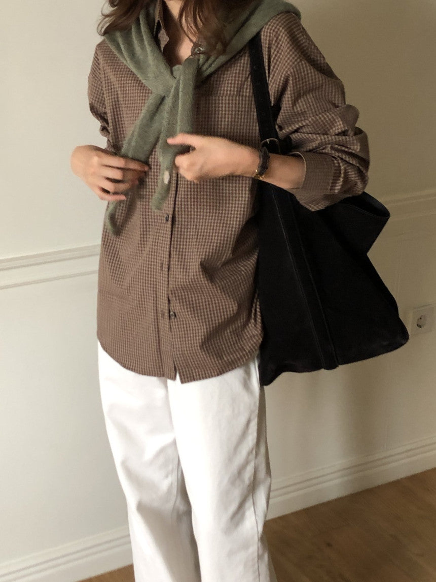 Velour pitch check shirt-2col