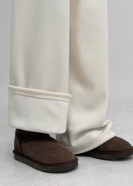 snow fleece wide pants-5col