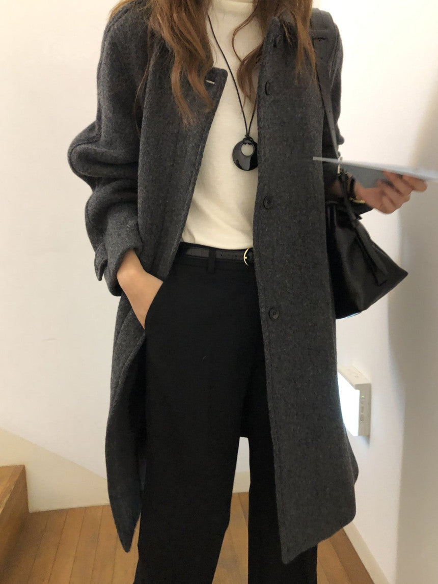 Luce wool twill melange coat-2col