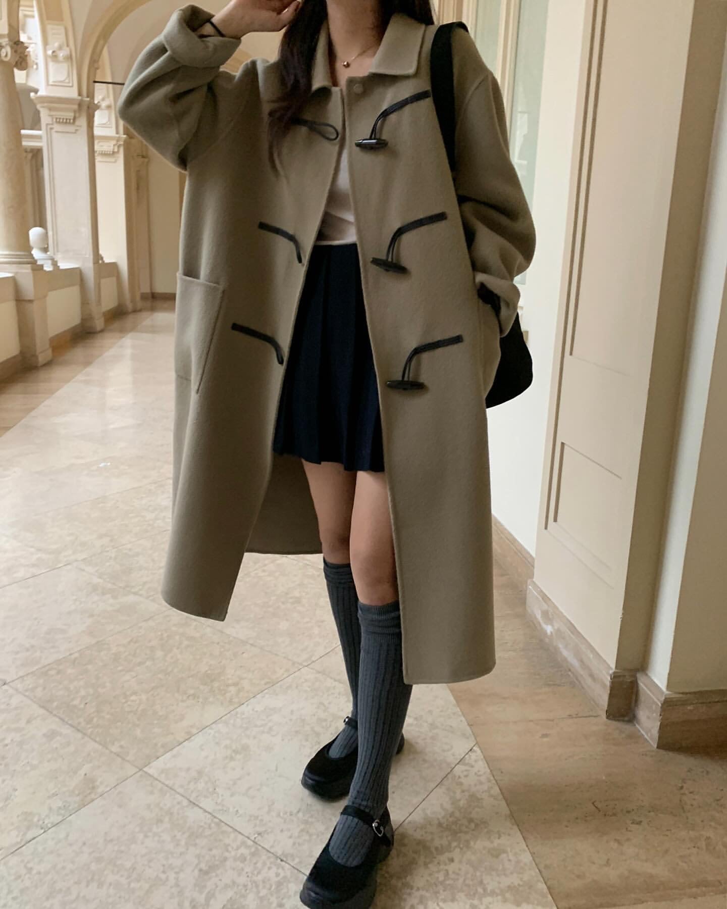 collar duffel handmade coat-4col