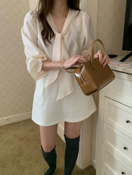 Ruter tie blouse-2col