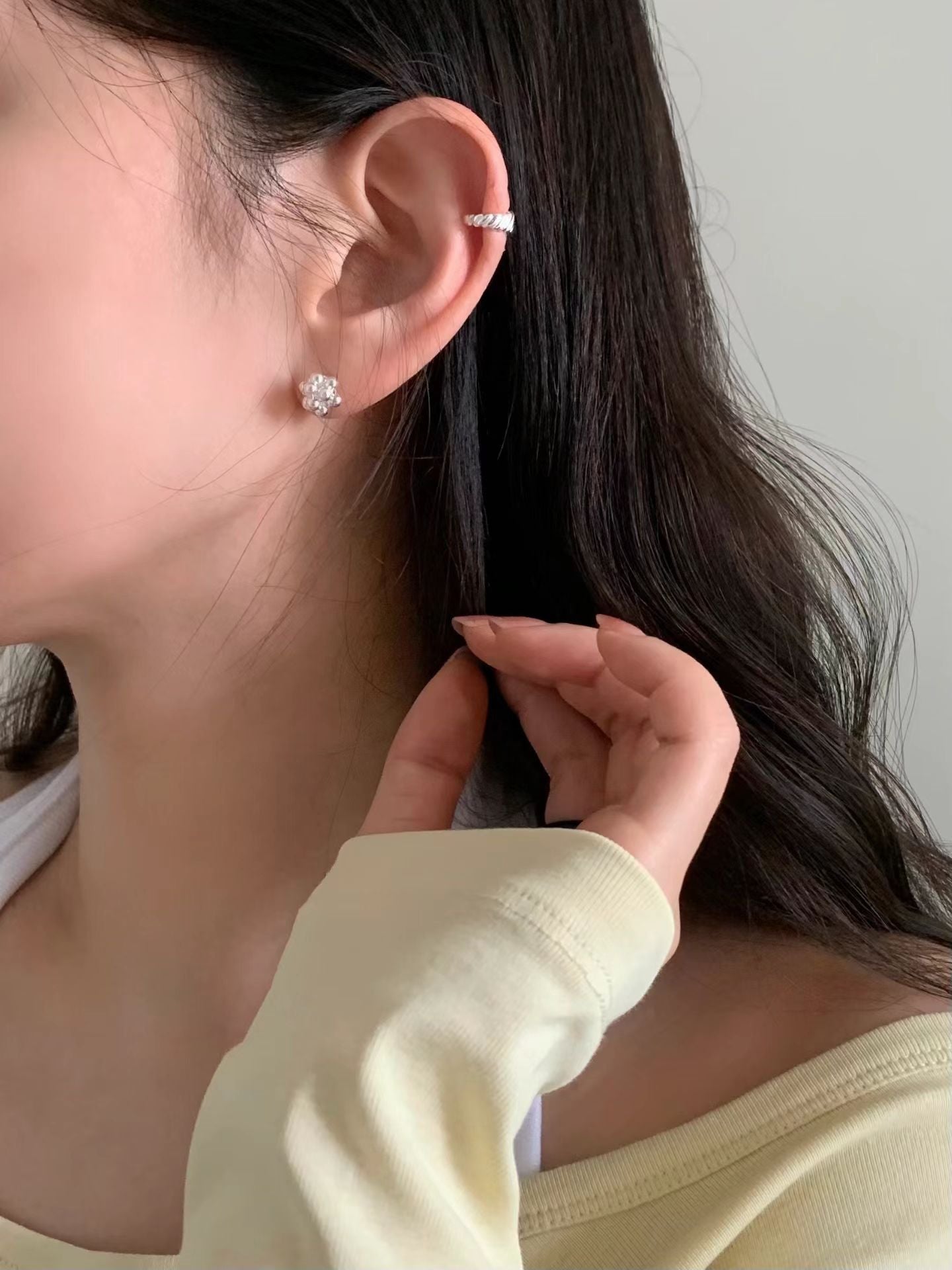 Grape Silver Ball Earring