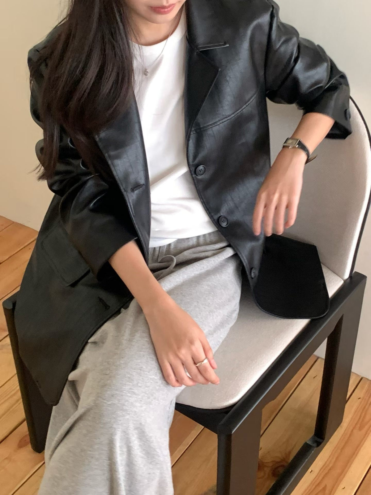 mute suede leather jacket-2col