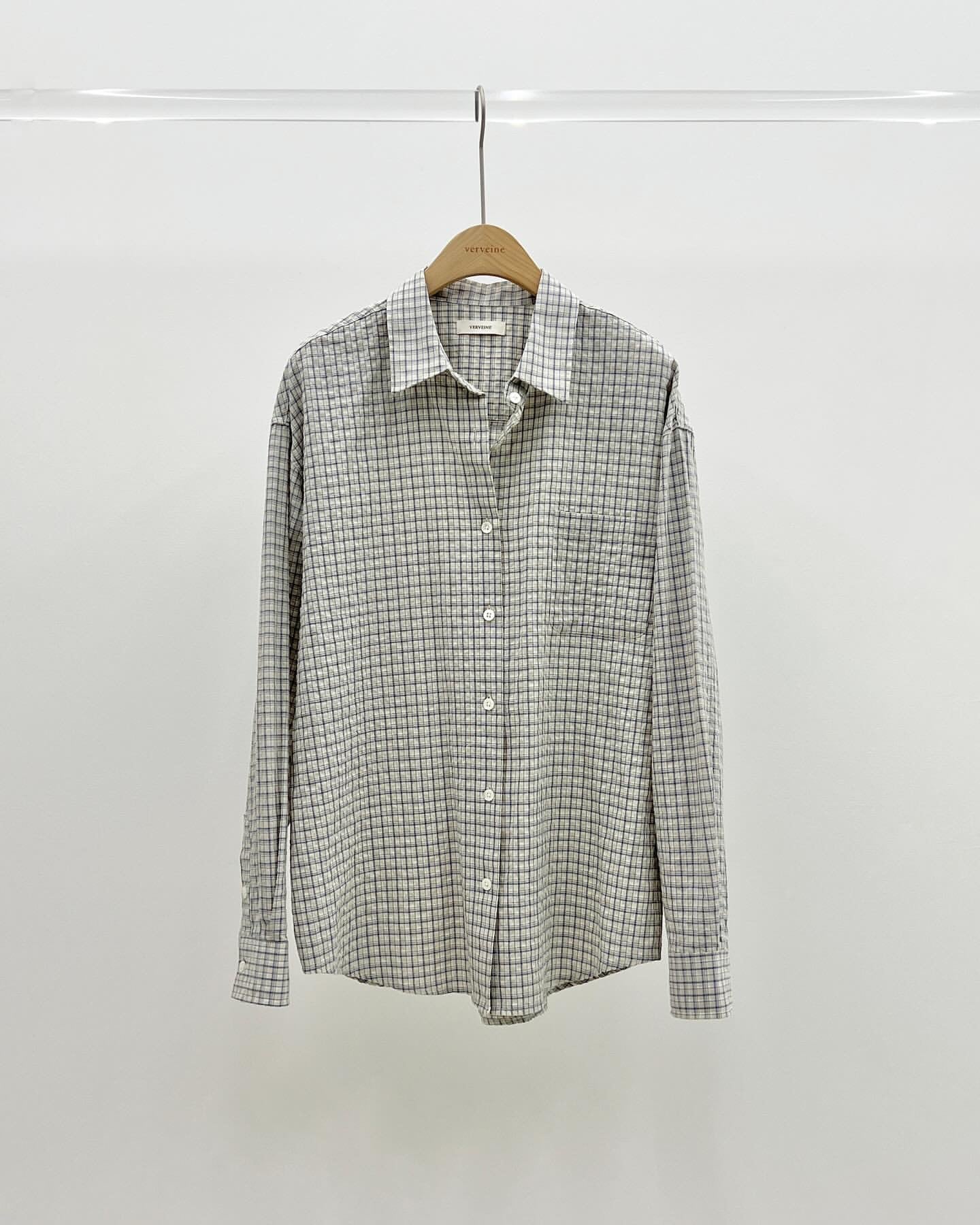 Oxford cotton check shirt-2col