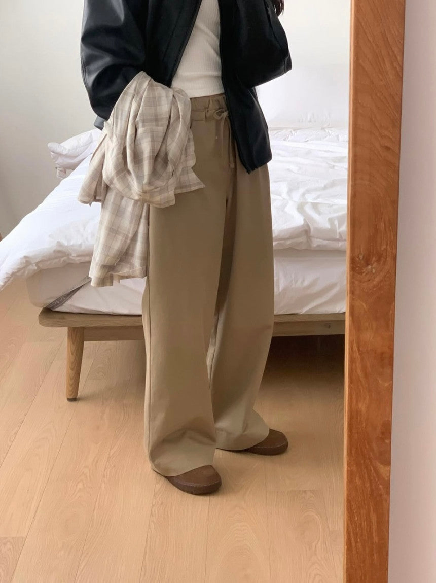 liter rill cotton banding pants-2col