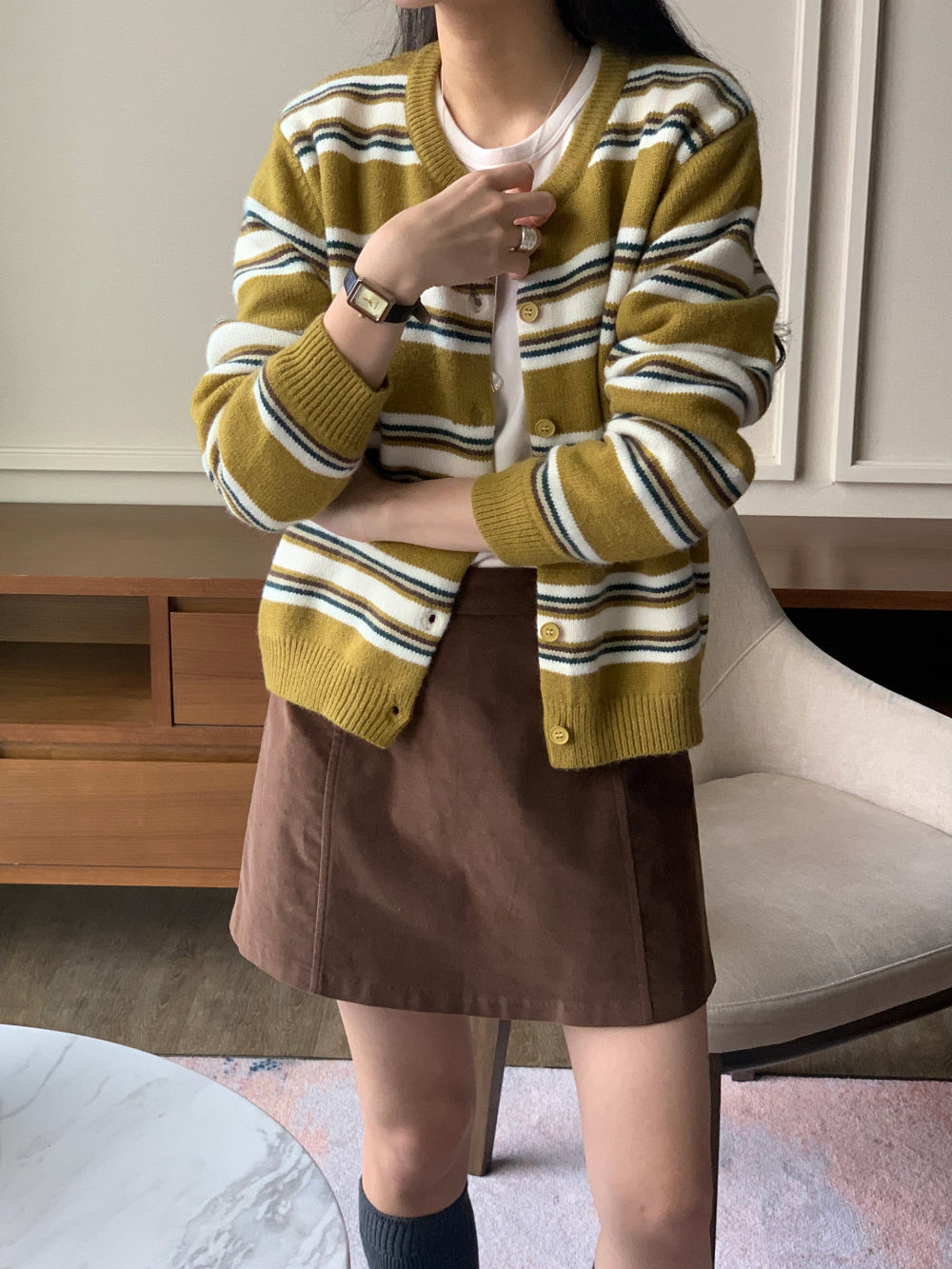 gimo suede lining skirt-2col