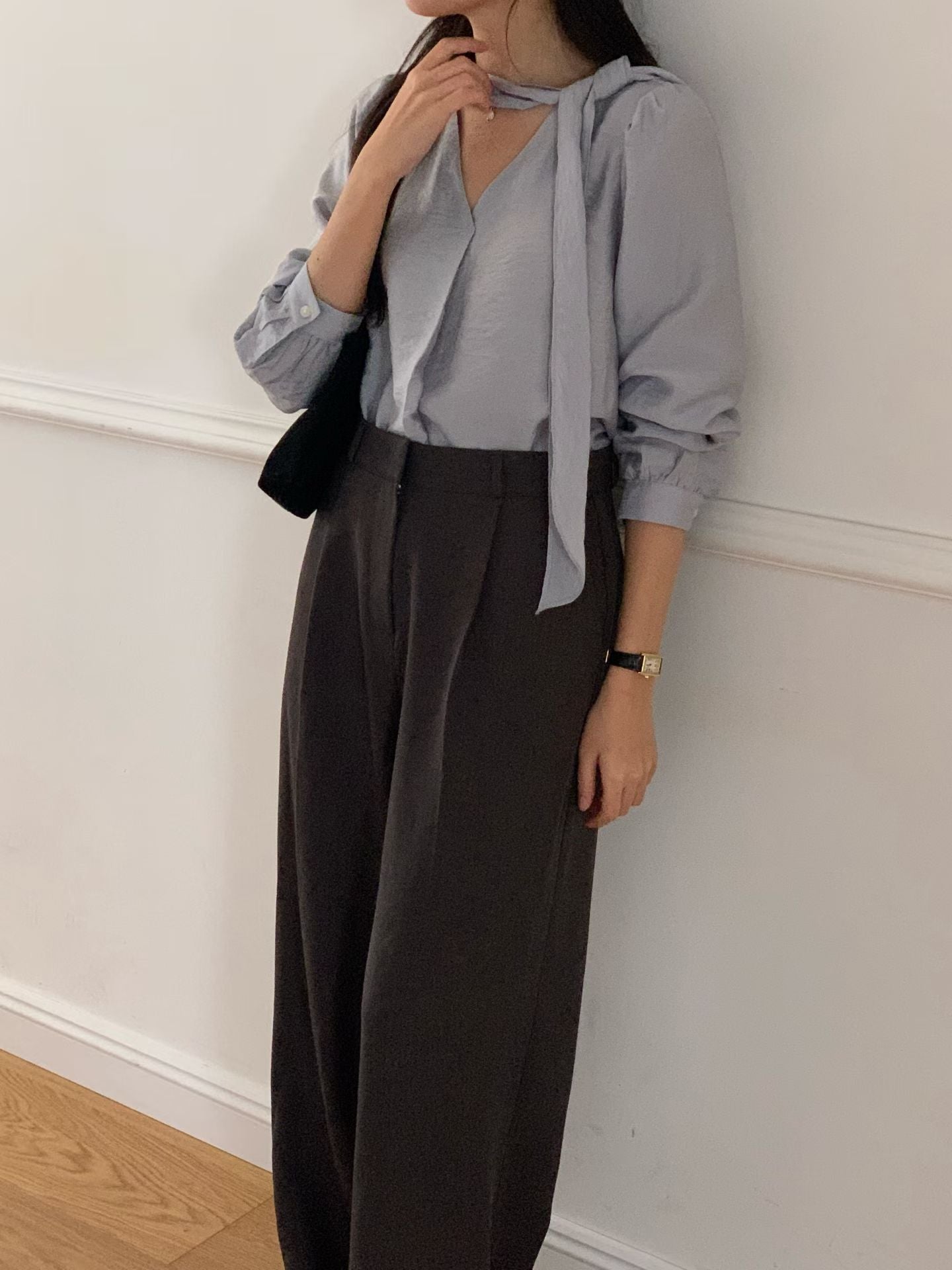 classic tie blouse-4col