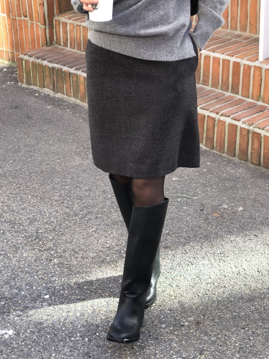 Luze wool midi skirt-2col