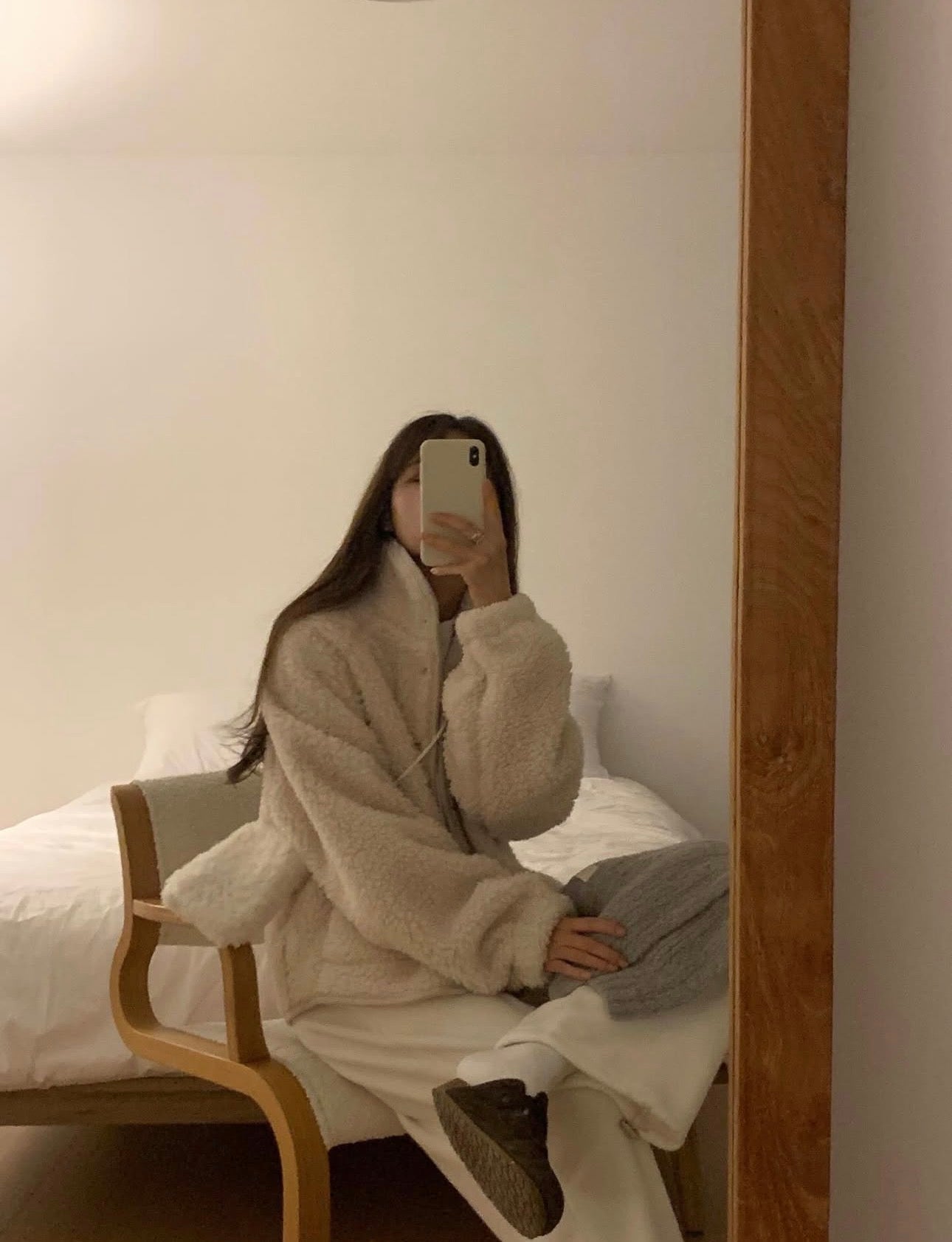 liter snow 2way fleece straight pants-2col