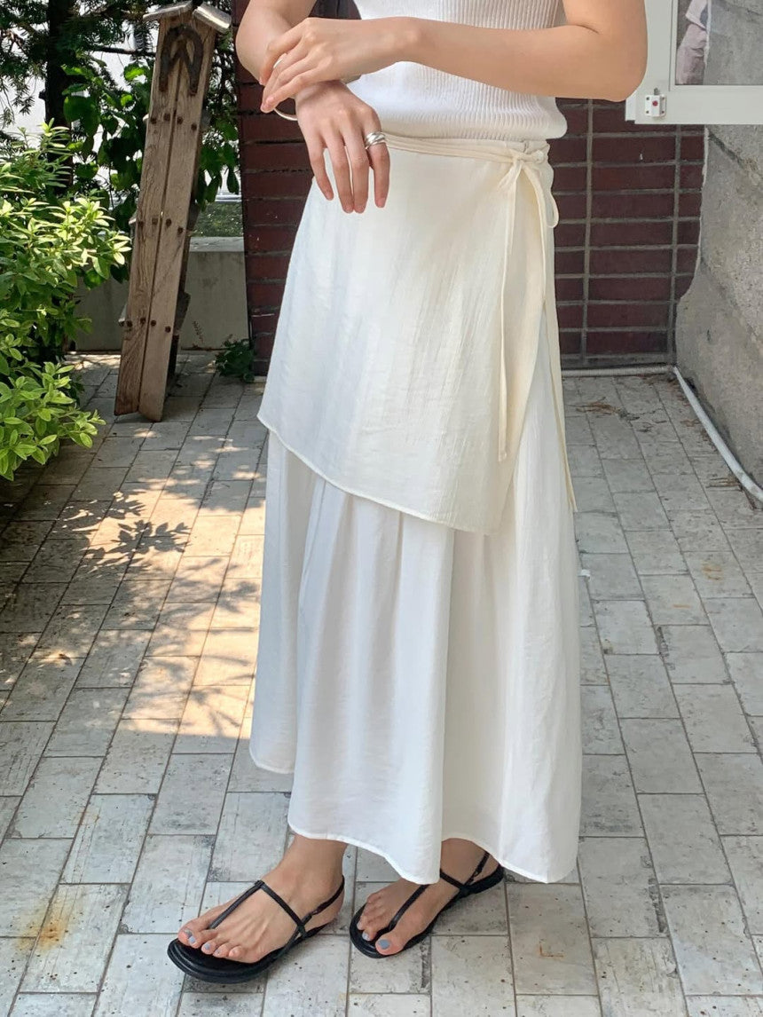 Butter rayered wrap skirt-3col